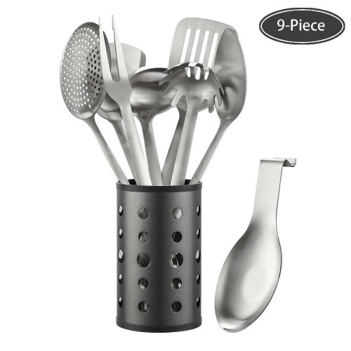 McCook Stainless Steel Kitchen Utensil Set- MC60 Cooking Utensils for Kitchen, 9-Piece Kitchen Turner, Serving Spoon, Ladle, Skimmer Spoons, Fork McCook Stainless Steel Kitchen Utensil Set- MC60 Cooking Utensils for Kitchen, 9-Piece Kitchen Turner, Serving Spoon, Ladle, Skimmer Spoons, Fork